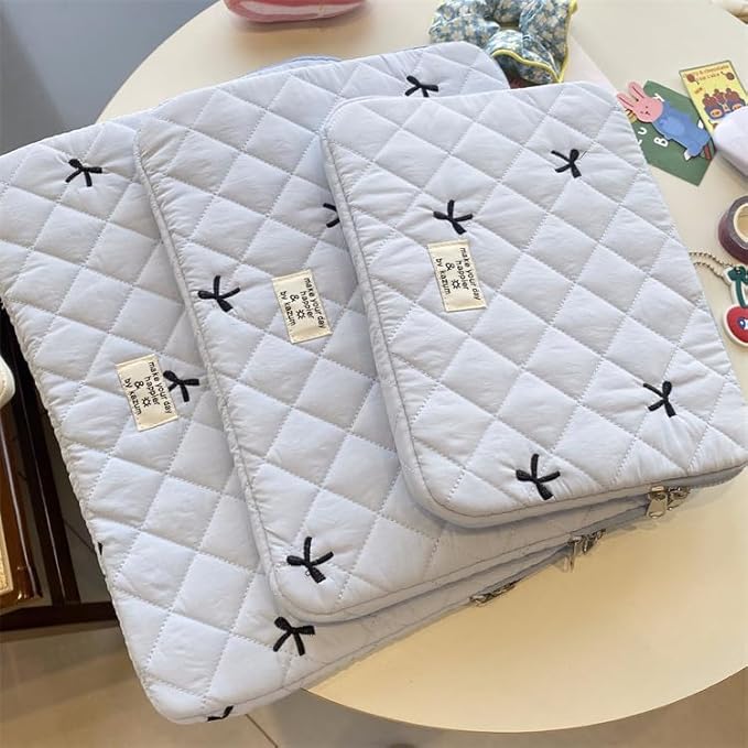 Cute Bow Graphic Carrying Laptop Bag Y2K Preppy Laptop Sleeve Case Bag Kawaii Pad Computer Protect Case Pouch (15-15.6 inch,White)