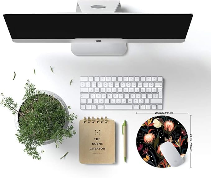 Mouse Pad Round, Cute Mouse Pad with Design, Floral Butterfly Mouse Mat, Non-Slip Rubber Base Mousepad, Waterproof Women Office Computer Mouse Pads