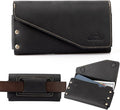 Topstache Leather Phone Holster with Belt Loop, Magnetic Closure Cell Pouch, Handmade Leather Holder for iPhone 14 Pro Max (Fits with Otterbox Case), XL, Black
