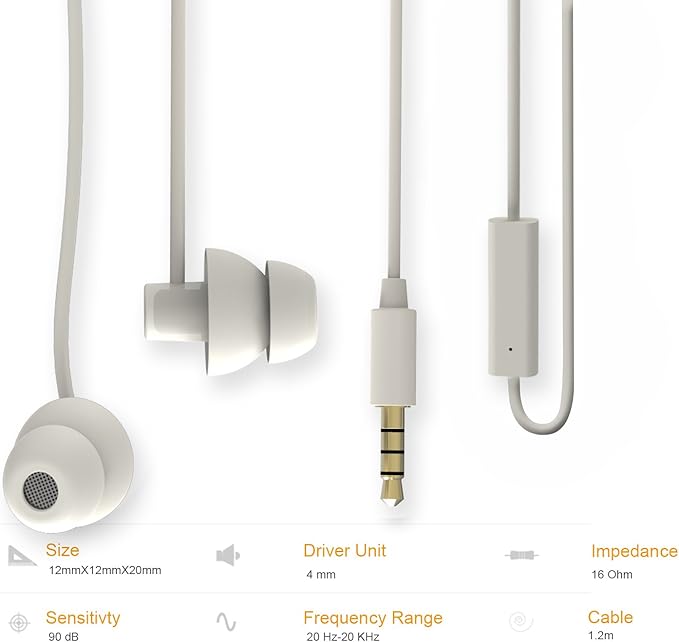 MAXROCK (TM Unique Total Soft Silicon Sleeping Headphones Earplugs Earbuds with Mic for Cellphones,Tablets and 3.5 mm Jack Plug (White)