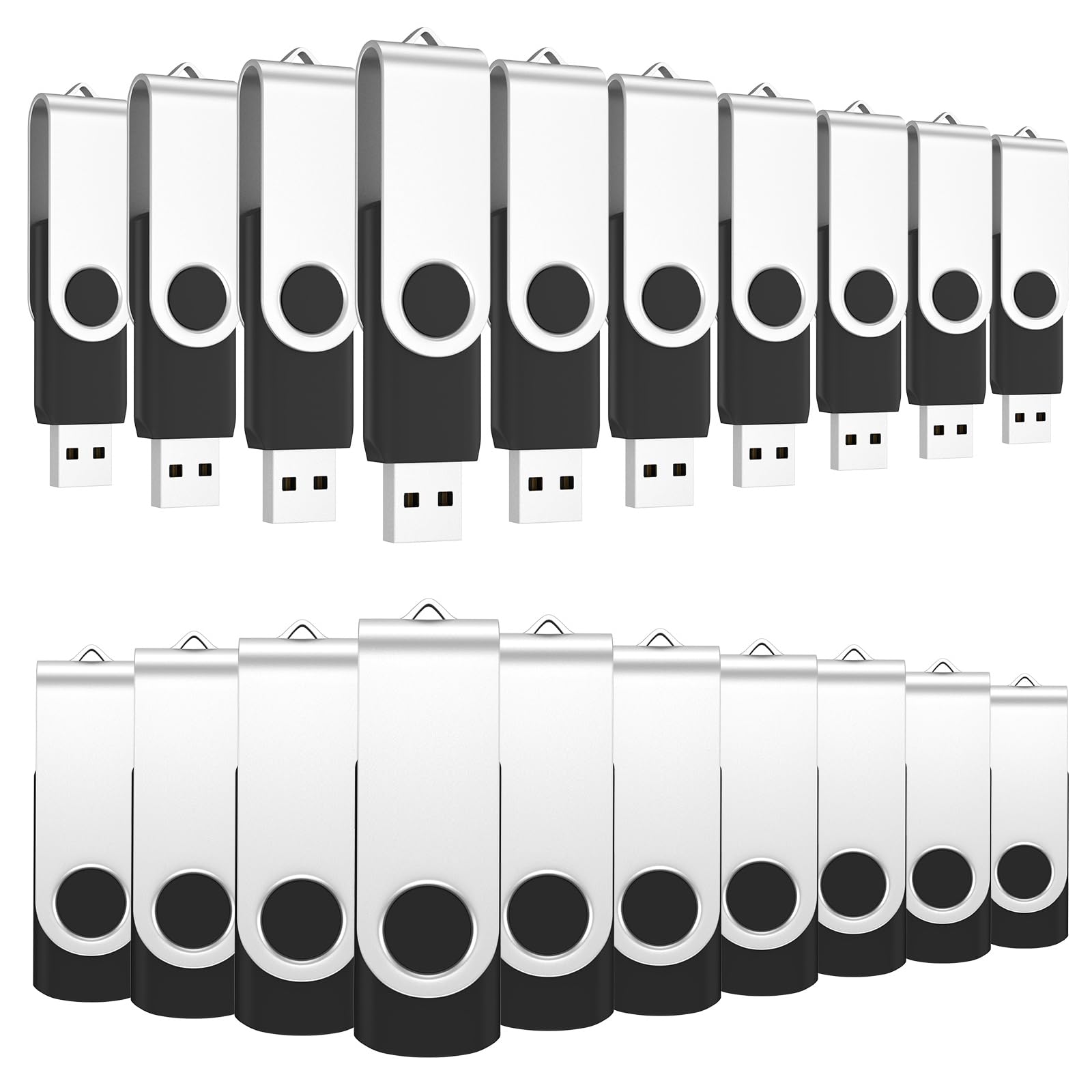 ABLAZE 4GB USB Flash Drive 20 Pack, USB 2.0 Thumb Drives with Lanyards Bulk Memory Sticks Pendrives 20PCS (Black)
