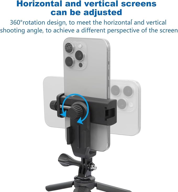 Suptig Phone Holder for Tripod, Action Camera Tripod Mount Adapter Compatible for iPhone, Gopro, DJI Action, Insta 360, Akaso, Mic, LED Light Photography Accessories