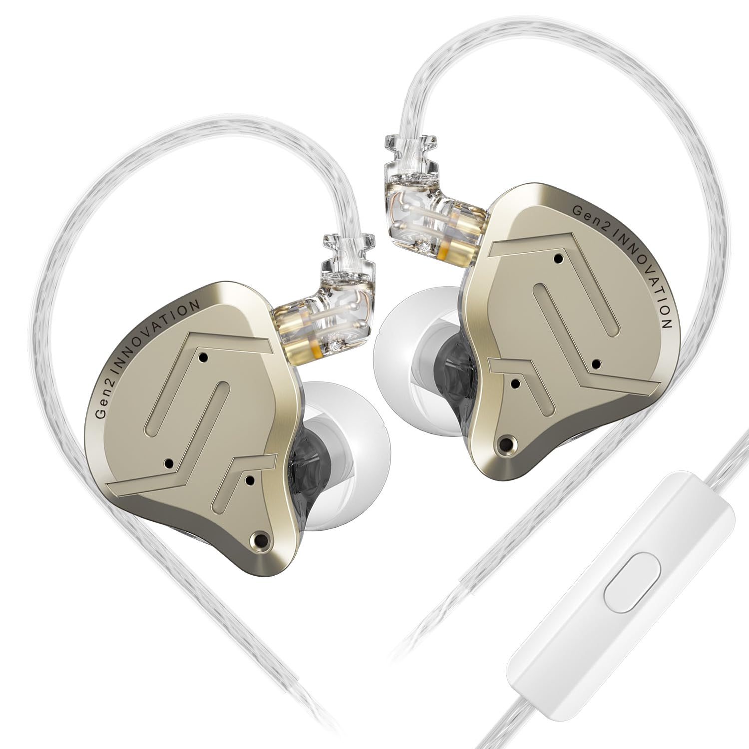KZ ZSN Pro 2 in-Ear Monitors Headphones Metal Earphones 1BA+1DD Hybrid Technology HiFi Bass Clear Sound IEMs Noise Cancellation Earbuds Wired for Musicians Singer Audiophile(Yellow,with Mic)