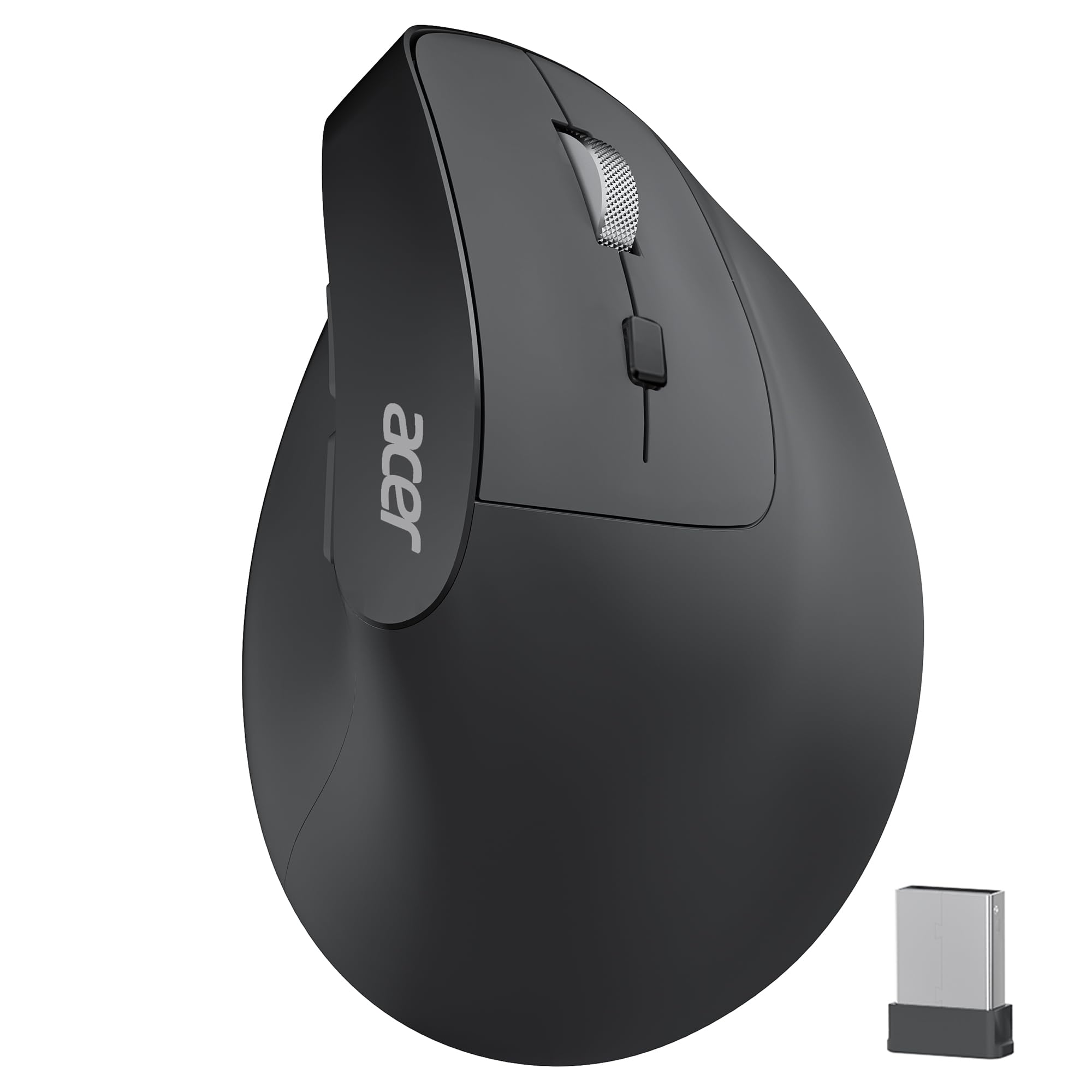Acer Ergonomic Mouse Wireless, Adjustable DPI Vertical Mouse 1000/1200/1600 with 6 Buttons, Rechargeable Ergo Mice, Medium to Large Sized Hands, 2.4GHz USB Receiver for Computer, Laptop, PC