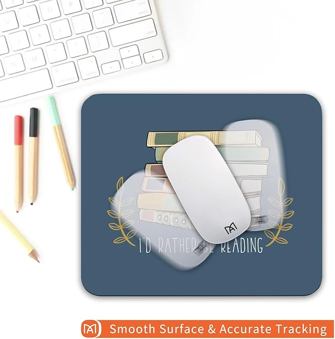 Square Mouse Pad Books, Personalized Premium-Textured Custom Mouse Mat Design, Washable Mousepad Cloth, Non-Slip Rubber Base Computer Mouse Pads for Wireless Mouse