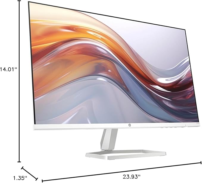 HP Series 5 527sa Monitor with Speakers (Replaces M27fwa) 27" 100Hz IPS FHD 99% sRGB 300 Nits Display, Adjustable Tilt, Flicker-Free, Anti-Glare, White/Silver w/DKZ USB Port Expander (2 Pack)