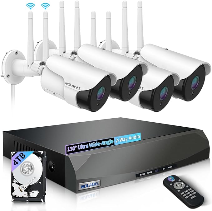 WEILAILIFE 【Dual Antenna Enhanced & 2-Way Audio】 Outdoor Wireless Security Camera System, WiFi Video Surveillance, Wireless Surveillance Camera System, Home Security Cameras