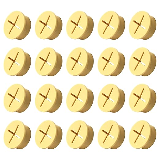 20Pcs Desk Grommet, 3/4" (20mm) Yellow Silicone Cord Hole Cover, Flexible Rubber Wire Grommets, Wall Grommets for Cables Management, Table, Countertop, Cabinets and Furnitures Wire Organizer