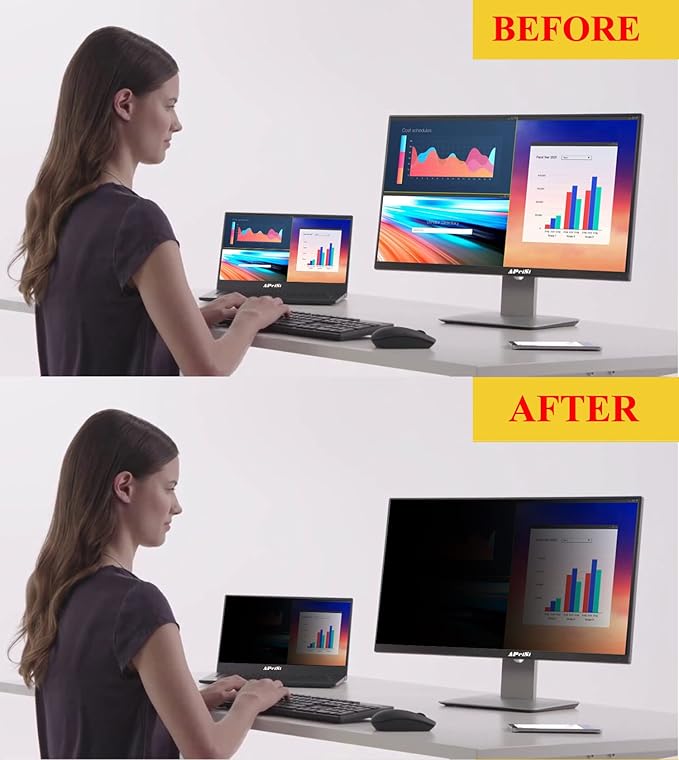 24 Inch Privacy Screen Filter for Widescreen 16:9 Monitor | Privacy Shield | Anti-Glare | Anti-Blue light Protector | Eye Protection | Computer Security Private Filter