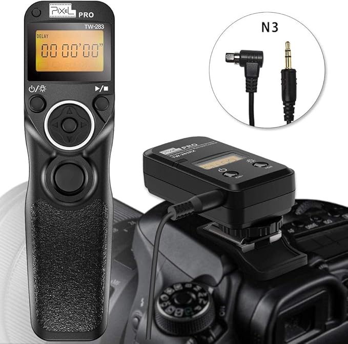 Wireless Shutter Remote Compatible for Canon, Pixel TW-283 N3 Shutter Remote Control Wireless Remote Shutter Release Timer Compatible for Canon EOS 5D, 5D Mark II, 5D Mark III, 6D, 7D, 7D Mark II