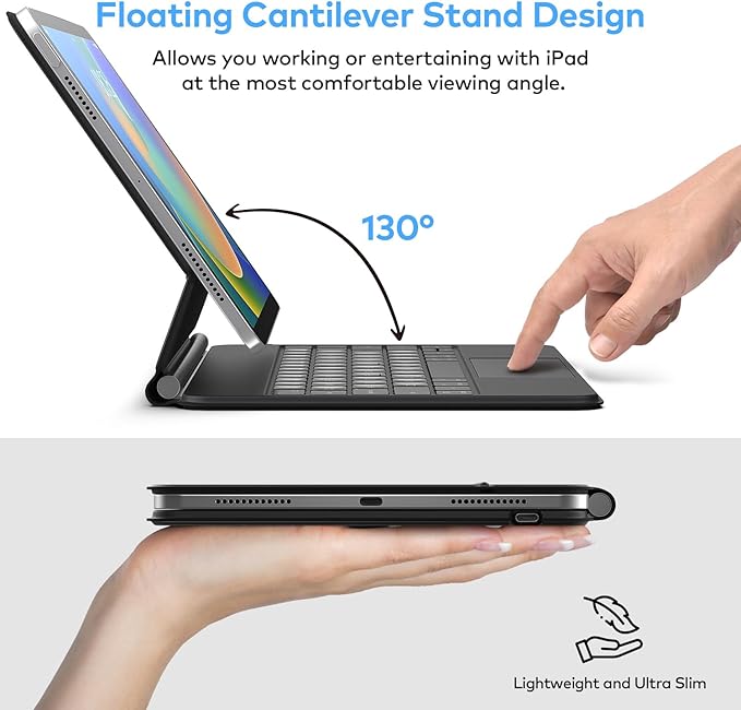 Keyboard Case for iPad 10th Generation 2022 & 11th (A16, 2025) – Magic-Style Keyboard with Multi-Touch Trackpad – Floating Cantilever Stand – Magnetic Case for iPad 10.9 inch 10th / 11th Gen.