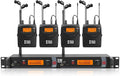 XTUGA RW2080 Wireless in Ear Monitor System 4 Bodypacks UHF IEM System, Dual Channel Mono Design Stage Monitors Earphone with 40 Frequencies, 300Ft for Band, Studio or Musicians, 902-928mhz