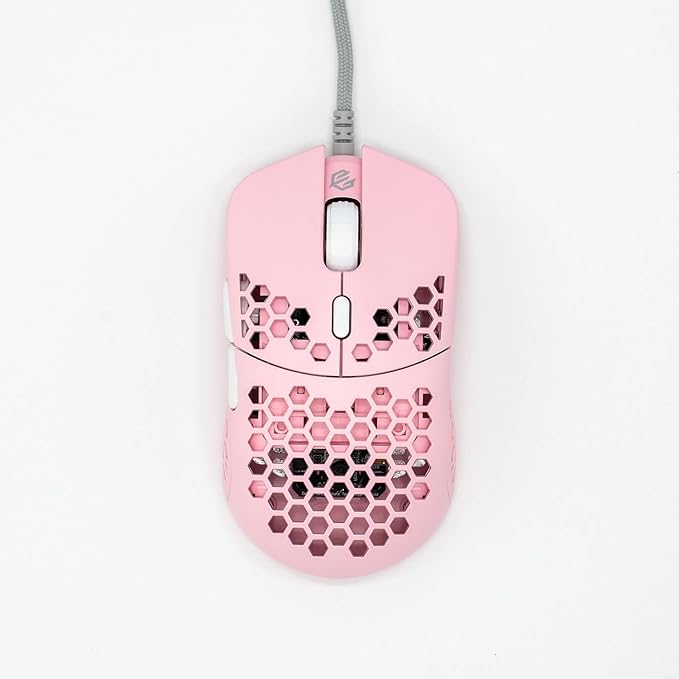 Gwolves Hati HTS Lightweight Honeycomb Wired Gaming Mouse,~52g,3389 Sensor,16,000 DPI, Low Latency,Anti-Interference,6 Programmable Buttons,On-Board Memory,PC/Mac and Laptop (Pink, HTS - Small)