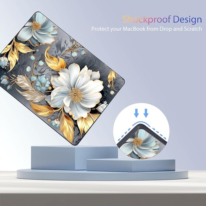 Teryeefi Compatible for 2022-2025 MacBook Air 13.6 inch Case M4 A3240/M3 A3113/ M2 A2681, Flowers Hard Shell Case&Keyboard Cover&Type C Adapter for MacBook Air M3 M2 with Touch ID, Modern Abstract Art