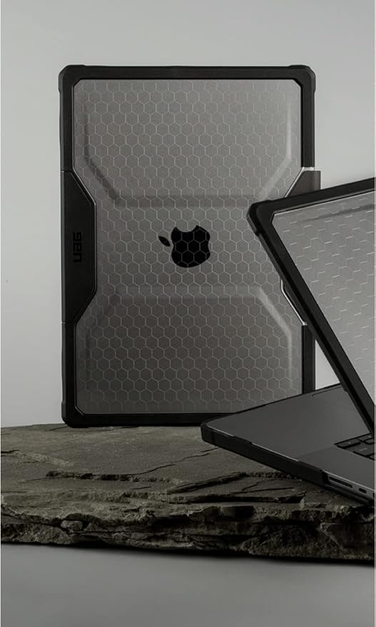 URBAN ARMOR GEAR UAG Designed for MacBook Pro 14 inch Case 2023-2024 M4 M3 Max/Pro (A2918 A2992 A2992 A3112 A3401 A3185) Rugged Touch ID Military Grade Plyo Laptop Cover, Translucent Clear Ice