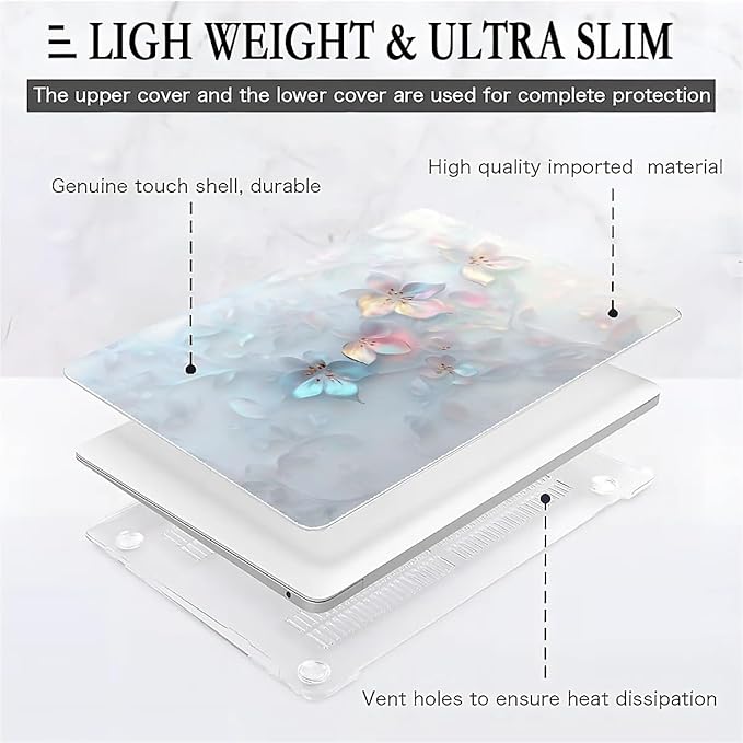 Compatible with MacBook Air 13.3 13.6 Inch Case 2022 2021 2020 2019 Plastic Hard Shell Case Cover,13.3 Pro(A1706/A1708/A1989/A2159/A2289/A2338), Floral