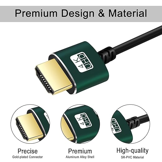 Slim HDMI Cables 6.6FT 5Pack, Ultra Soft & Thin HDMI to HDMI Cord, Extreme Flexible & Skinny HDMI Wire Supports High Speed 4K@60Hz 18gbps 2160p 1080p