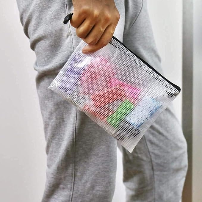 Oaimyy-20 PCS-5" x 7"-Mesh Zipper Pouch, Plastic Zip File Folders Puzzle Bags for Organizing,Office Supplies,Travel,Home Storage,Color