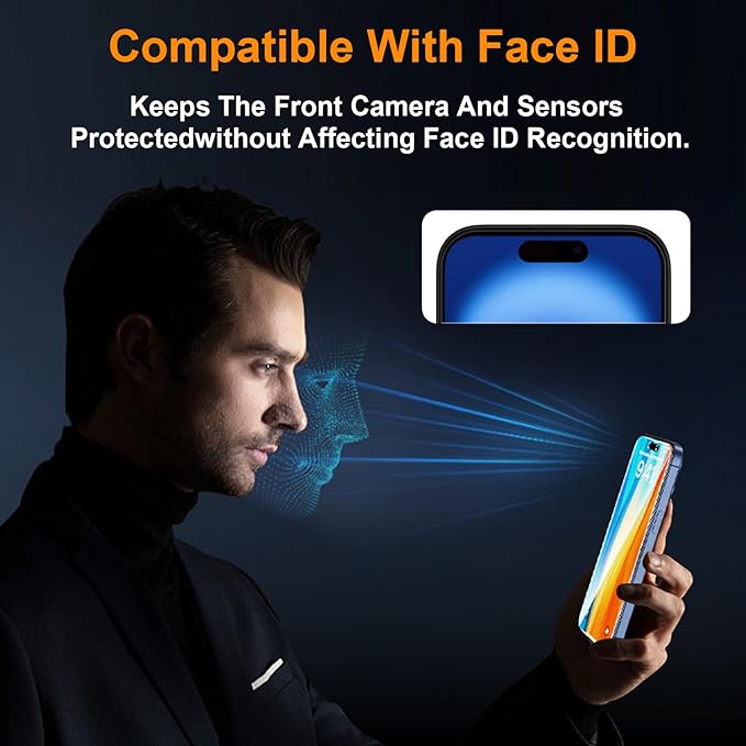 OneFish 2 Pack Privacy Screen Protector for iPhone 16 Pro Max - 4-Way 360° Anti-Spy, 9H Hardness, 3D Curved Edges, Case-Friendly & Easy Installation