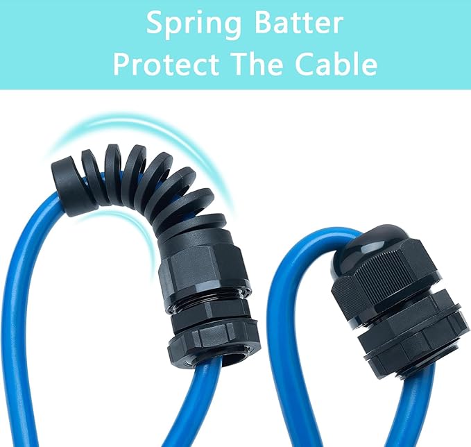 38 Pcs Waterproof Cable Gland, PG7、PG9、PG13.5、PG21 Thread 3~18mm,waterproof wire grommet Strain Relief Cord Connectors,Suitable for Various Electrical Installations