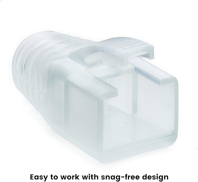 trueCABLE RJ45 Strain Relief Boots, 8.0mm Slip-On PVC Plug Cover, Transparent, 100 Pieces