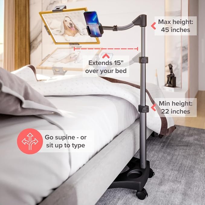 LEVO G2 Essential Tablet Floor Stand Tablet PCs, iPads, iPad mini, New iPad Pro, Galaxy, Nexus, Xoom, Surface Pro, Miix, Nook, Fire, and Other Tablets and e Readers Black Color