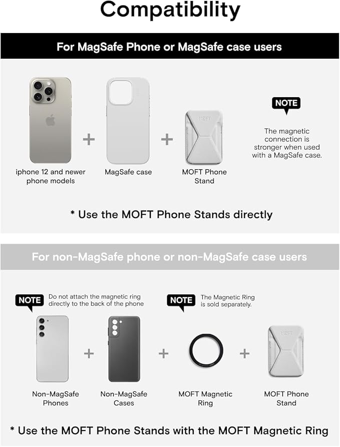 MOFT Magnetic Wallet Stand Compatible with iPhone 16/15/14/13/12 Series, Angle Adjustment & Magsafe Compatible MOVAS Phone Stand, Misty Cove