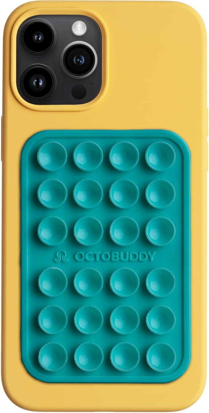 Classic - Silicone Suction Phone Case Adhesive Mount - Hands-Free, Strong Grip Holder for Selfies & Videos - iPhone & Android Compatible - 2.25″ x 3.25″, Turquoise