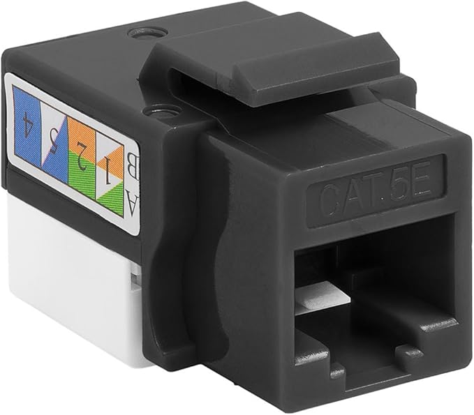 Cmple - RJ45 Keystone Jack 90 Degree Cat5e Keystone Jack Insert Punch Down RJ45 Connectors Female for Wall Plates, Patch Panels, Patch Cables, Ethernet Cables - Black