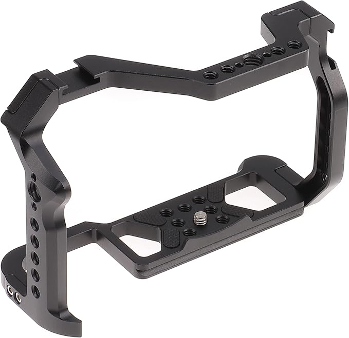 Hersmay R5 R6 Cage with Top Handle,Aluminium Alloy Camera Cage for Canon EOS R5 R6 Mirrorless Cameras, Vlogging Video Shooting Filmmaking Rig Stabilizer with 1/4" Mounting and 3/8" Arri Locating Hole