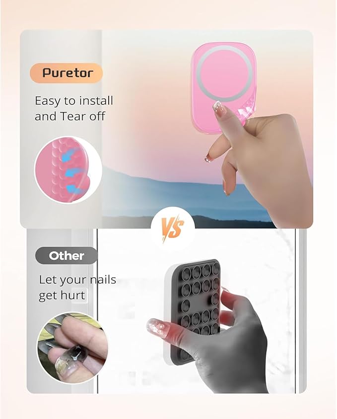 Magnetic Phone Suction Grip, Shower Phone Holder for MagSafe, Octo Phone Sticky Buddy Suction Grip for iPhone 16 15 14 13 12, Birthday Christmas for Women Pink