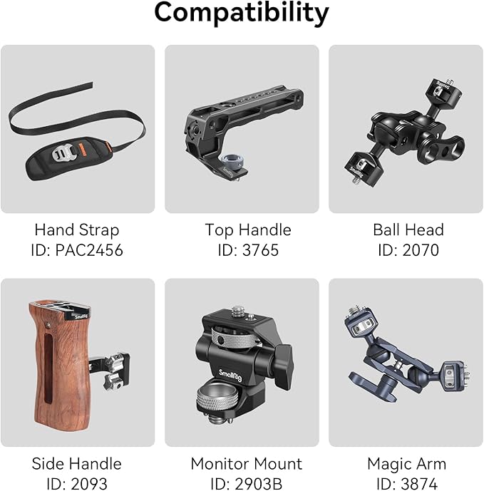 SmallRig R5 / R6 Camera Cage for Canon R5 / R6 with BG-R10 Battery Grip, Aluminum Alloy Film Movie Making Camera Video Cage with Shoe Mount 3464B