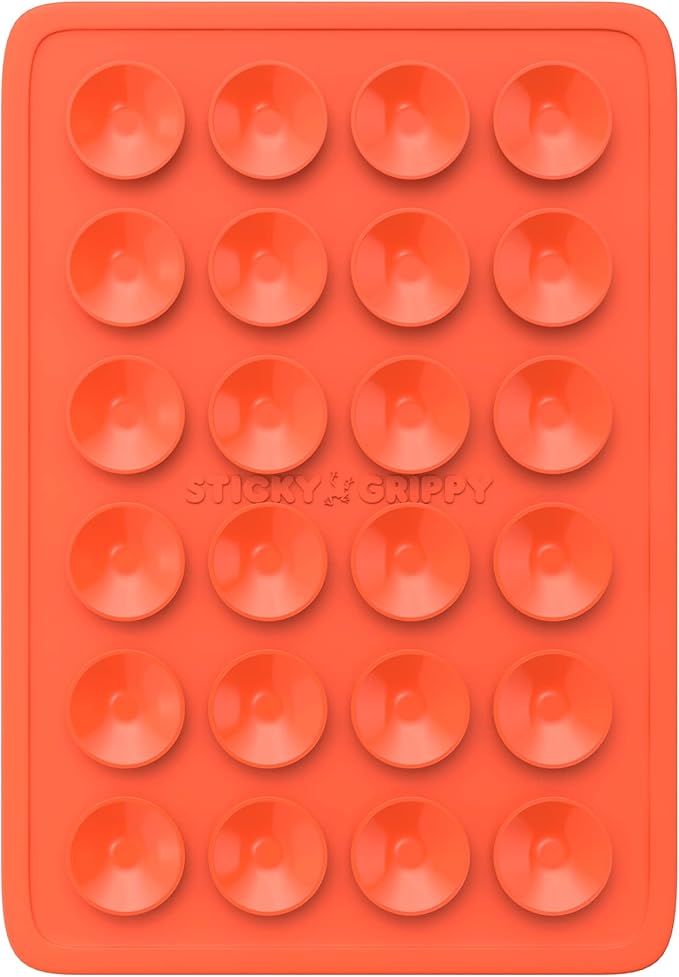 Suction Phone Case Mount, Sillicon Adhesive Phone Accessory for iPhone and Android, Hands-Free Fidget Toy Mirror Shower Phone Holder, Tiktok Videos and Selfies (Orange)