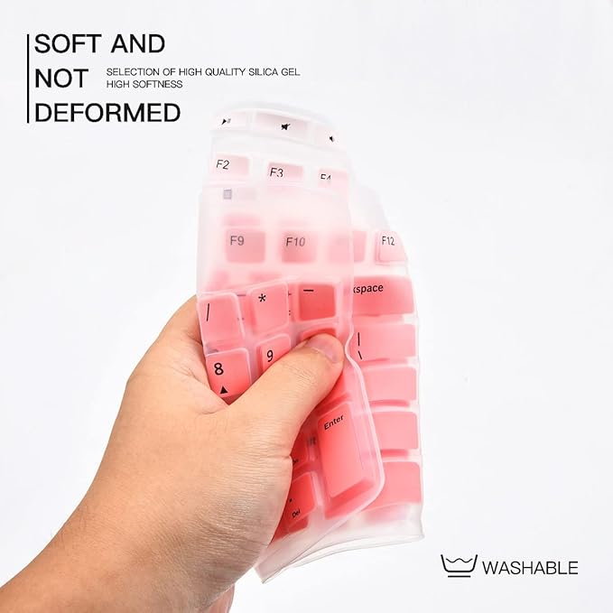 Keyboard Cover for Logitech MK370 MK295 MK270 K270 Wireless Keyboard, Logitech MK370 MK270 Keyboard Skin Protector - Gradual Pink