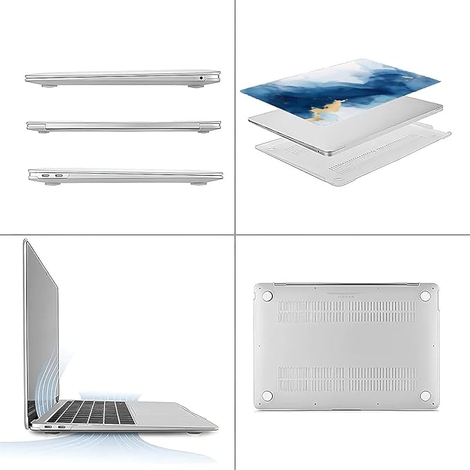 Compatible with MacBook Air 13.3 13.6 Inch Case 2022 2021 2020 2019 Plastic Hard Shell Case Cover,13.6 Air (A2681) M2 2022, Blue Marble