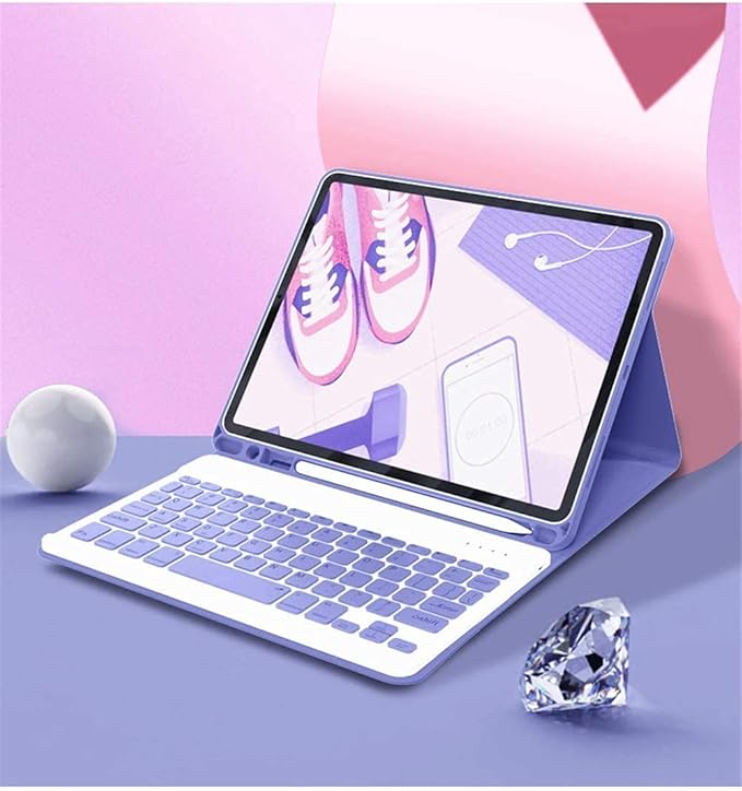 AnMengXinLing Keyboard Case for iPad 11th(A16)/iPad 10th Generation 2022 with Mouse Detachable Wireless Bluetooth Keyboard Pencil Holder Slim Leather Cover for iPad11/iPad10, (New Pink)