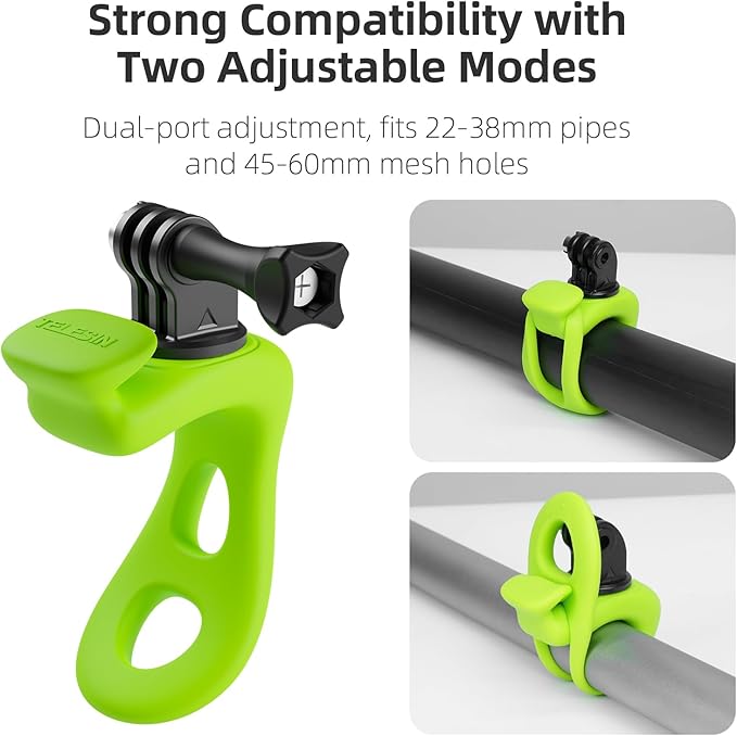 TELESIN Camera 360 Strap Mount Flexible Wrap Band Bike Motorcycle Handlebar Tube Roll Bar Stick Pole Ski Holder Accessories for GoPro Max Hero 13 12 11 10 9 Insta360 Ace Pro X3 DJI Action 3 4 Pocket