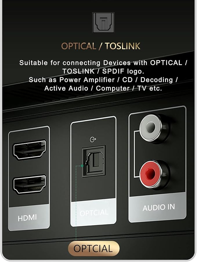 SKW Optical Digital Audio Toslink Cable Home Theater Fiber Optic Male to Male Gold Plated S/PDIF Cables - Copper Connectors, High-Reinforced Transparent Polymer Core, Nylon Braided 4.9ft(1.5M)