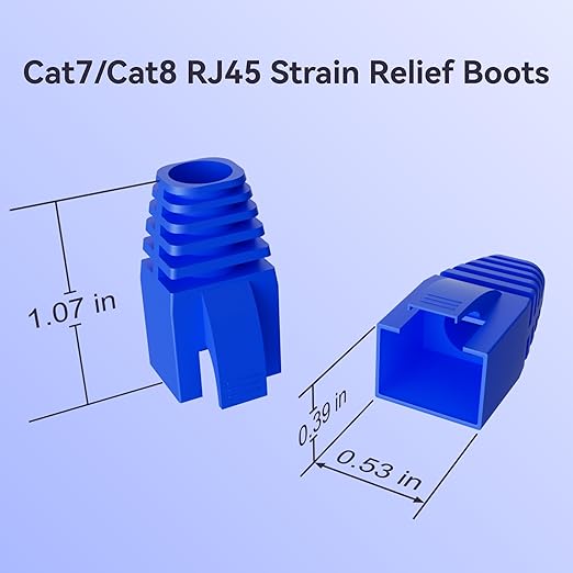 CableGeeker 100-Pack Cat7 / Cat8 RJ45 Strain Relief Boots, RJ45 Boot, Cat 6 Boot, Cat6 Ethernet Boots, Suitable for 8.5mm(0.33in) Ethernet Cables (Square-Press Blue)