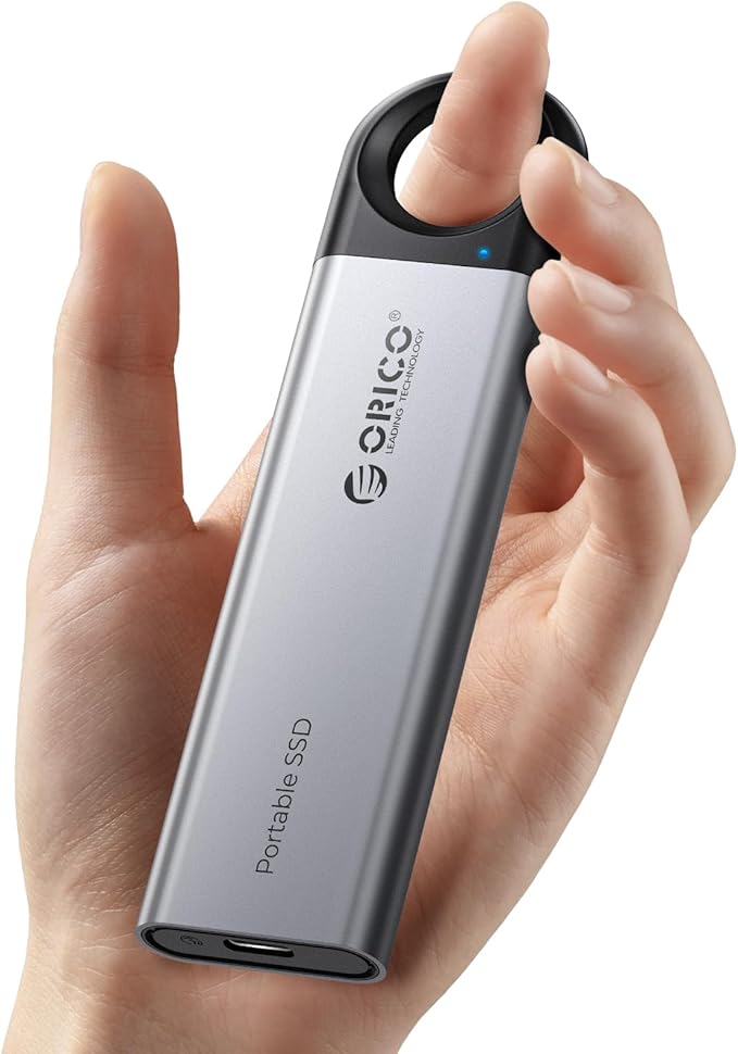 ORICO 1TB External SSD Up to 1050MB/s, Hanging Hole Design Portable Solid State Drive, USB C&A 2 in 1 Cable, Reliable Storage for Type-C Smartphone, Tablets, Laptops - C10