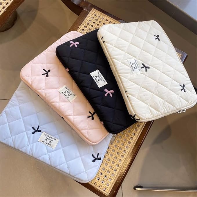 Cute Bow Graphic Carrying Laptop Bag Y2K Preppy Laptop Sleeve Case Bag Kawaii Pad Computer Protect Case Pouch (11 inch,Pink)