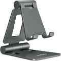 Nulaxy Dual Folding Cell Phone Stand, Fully Adjustable Foldable Desktop Phone Holder Cradle Dock Compatible with iPhone 17 16 15 14 13 12 11 Pro Max Xs Xr X 8, Nintendo Switch, All Phones - Gray