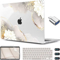 CISSOOK for MacBook Air 13.6 inch Case 2025 2024 2023 2022 Release Model M3 A3113 M2 A2681, Lotus Hard Shell Case Keyboard Cover for MacBook Air 13 M2 M3 M4 Chip, Charming Painting