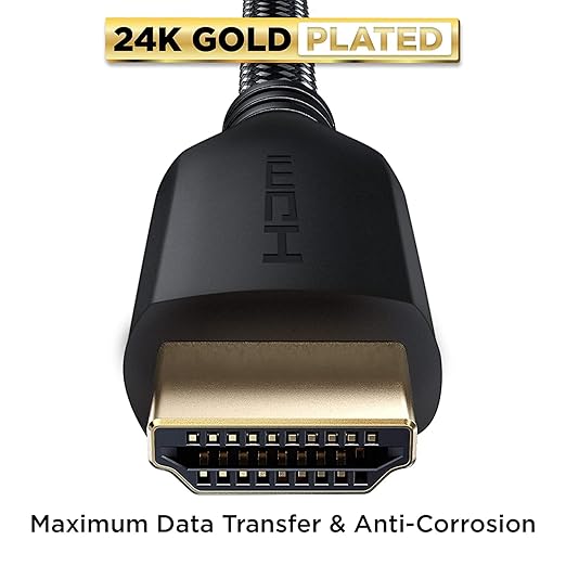 PowerBear 4K HDMI Cable 1 ft | High Speed, Braided Nylon & Gold Connectors, 4K @ 60Hz, Ultra HD, 2K, 1080P, ARC & CL3 Rated | for Laptop, Monitor, PS5, PS4, Xbox One, Fire TV, Apple TV & More