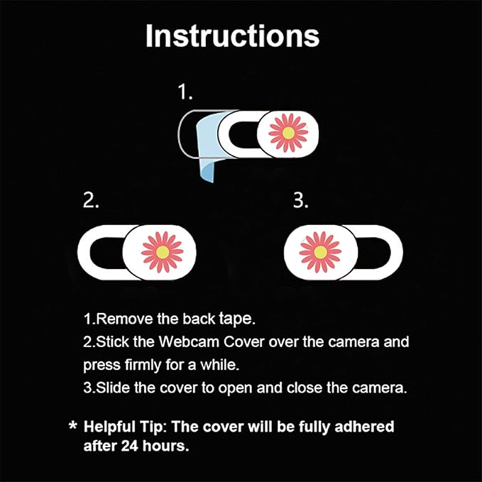 Laptop Camera Cover Slide 3 Pack Ultra Thin Slide Laptop Camera Cover for Echo Show, MacBook Pro, MacBook Air, Computer, Tablet, Mac Air, Chromebook, PC - Daisy (Patent Pending)