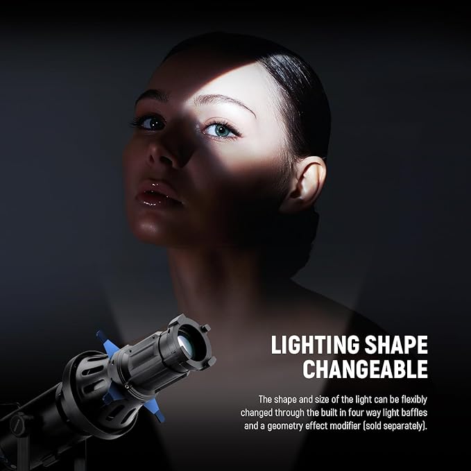 NEEWER Spotlight Snoot with 20° Projection Lens, Adjustable Focus, 16 Metal Gobos 5 Color Gels, Bag, Conical Snoot for Bowens Mount LED Continuous Output Lighting Studio Video Light Up to 300W, LS-39
