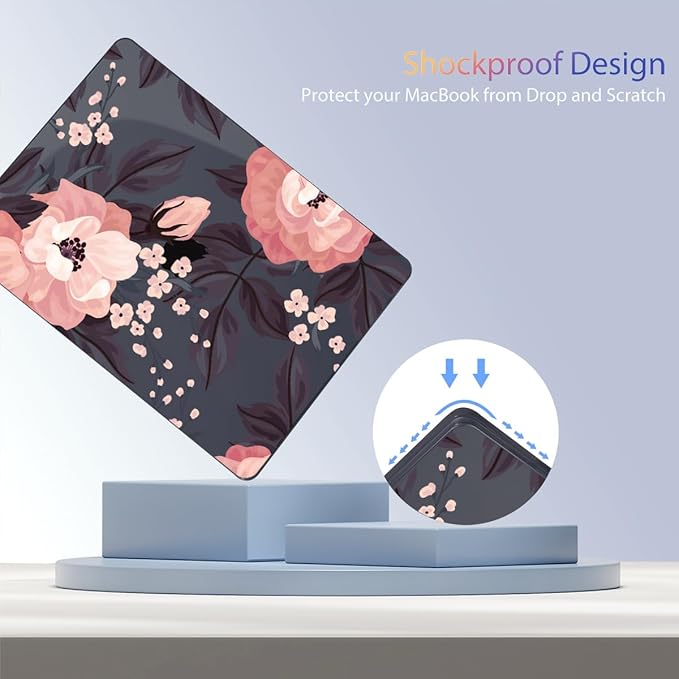 Teryeefi Compatible with M4 MacBook Air 13 inch Case 2025 2024 2023 2022 M3 M2 A3240 A3113 A2681,Hard Shell Case for MacBook Air 13.6 inch + Keyboard Cover + Type C Adapter, Wild Roses Small Flower