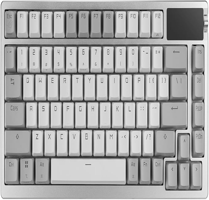 ASUS ROG Azoth 75% Wireless DIY Custom Gaming Keyboard, OLED Display, Three-Layer Dampening, Hot-Swappable ROG NX Snow Switches & Keyboard Stabilizers, PBT Keycaps, RGB-White