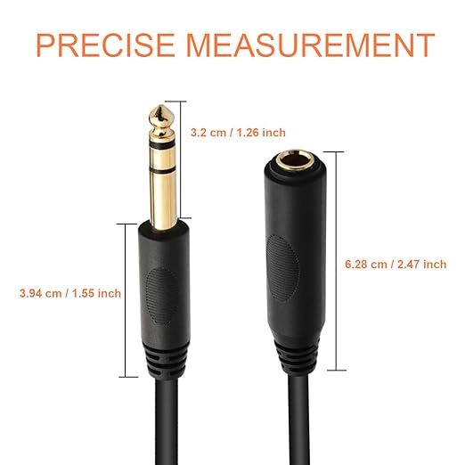 Tisino 1/4 Extension Cable 15 ft, Headphone Extension Cable Quarter inch TRS Male to Female Stereo Guitar Extension Cable Cord