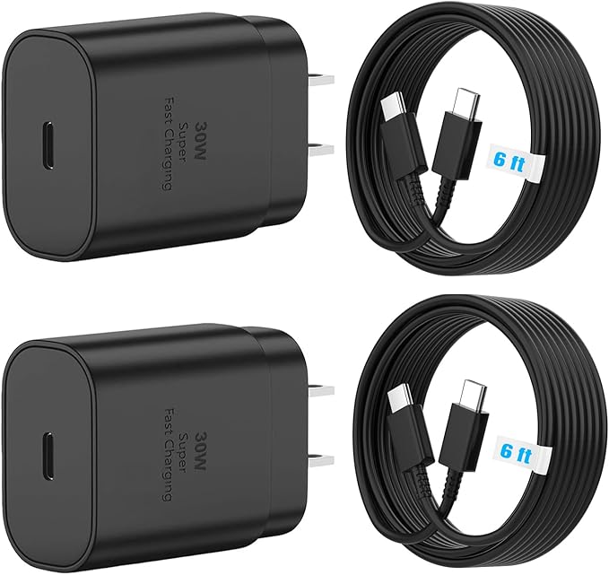 Phone 15 16 Charger, 2-Pack 30W Super Fast Charging, USB C Block Type C Cable Cord 6.6ft for iPhone iPhone 16,16 Plus,16 Pro,16 Pro Max, iPhone15, iPad Pro 12.9/11, Galaxy S24,S23,S22,S21